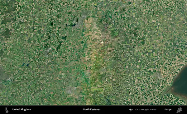 Kuzey Kesteven. Birleşik Krallık 'ın idari alanı bir uydu görüntüsü üzerinde