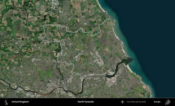 Kuzey Tyneside. Birleşik Krallık 'ın idari bölgesini A uydusundan gösteren bir görüntü.