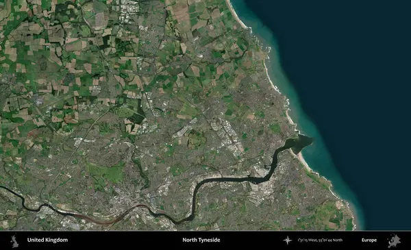 Kuzey Tyneside. Birleşik Krallık 'ın idari alanı bir uydu görüntüsü üzerinde