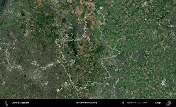 Kuzey Warwickshire. Birleşik Krallık 'ın idari bölgesini A uydusundan gösteren bir görüntü.