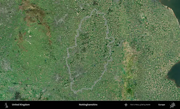 Nottinghamshire 'da. Birleşik Krallık 'ın idari bölgesini A uydusundan gösteren bir görüntü.