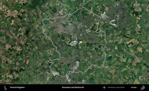 Nuneaton ve Bedworth. Birleşik Krallık 'ın idari bölgesini A uydusundan gösteren bir görüntü.