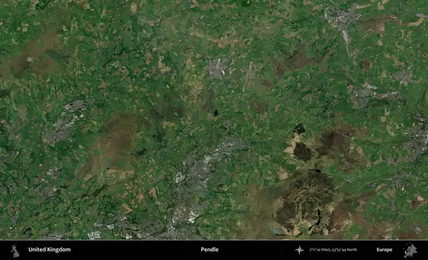 Pendle. Birleşik Krallık 'ın idari alanı bir uydu görüntüsü üzerinde