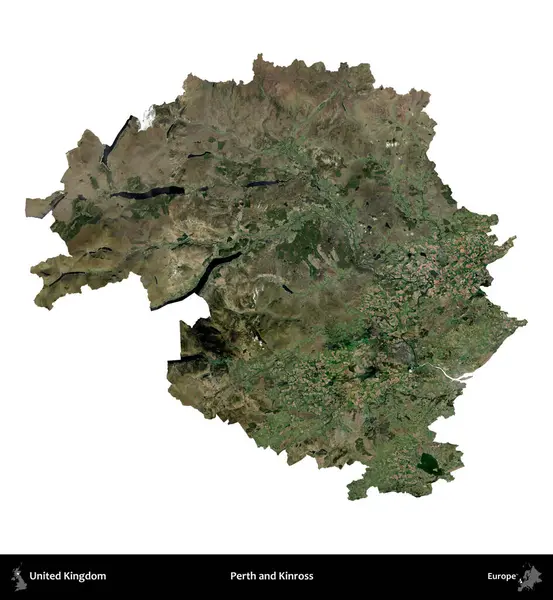 Perth ve Kinross. Birleşik Krallık 'ın idari alanı uydudan beyaza izole edildi.