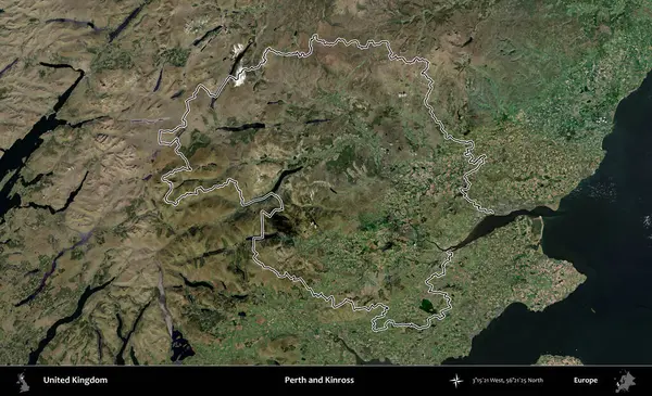 Perth ve Kinross. Birleşik Krallık 'ın idari bölgesini A uydusundan gösteren bir görüntü.