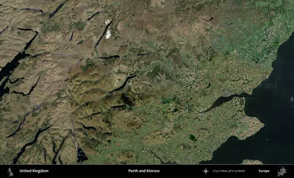 Perth ve Kinross. Birleşik Krallık 'ın idari alanı bir uydu görüntüsü üzerinde