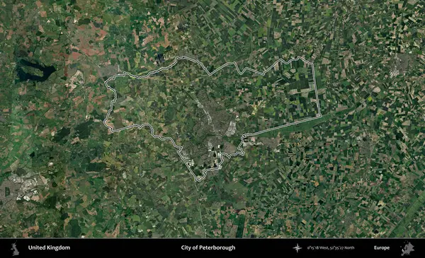 Peterborough şehri. Birleşik Krallık 'ın idari bölgesini A uydusundan gösteren bir görüntü.
