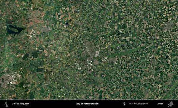 Peterborough şehri. Birleşik Krallık 'ın idari alanı bir uydu görüntüsü üzerinde
