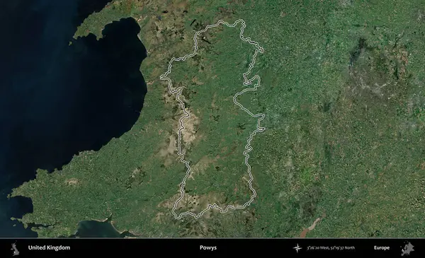Powys. Birleşik Krallık 'ın idari bölgesini A uydusundan gösteren bir görüntü.