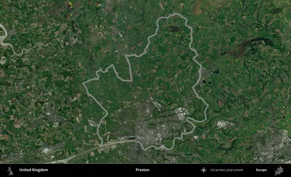 Preston. Birleşik Krallık 'ın idari bölgesini A uydusundan gösteren bir görüntü.