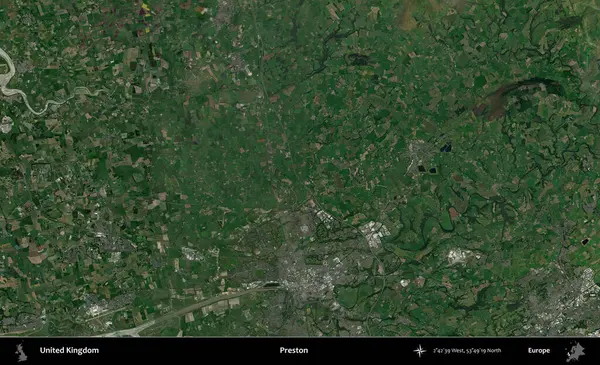 Preston. Birleşik Krallık 'ın idari alanı bir uydu görüntüsü üzerinde