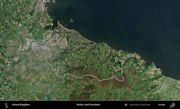 Redcar ve Cleveland. Birleşik Krallık 'ın idari bölgesini A uydusundan gösteren bir görüntü.