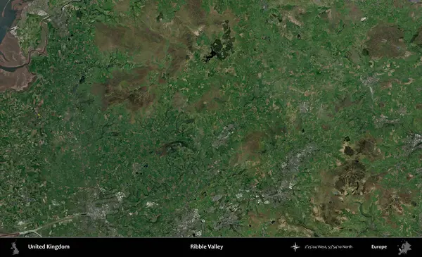 Ribble Vadisi. Birleşik Krallık 'ın idari alanı bir uydu görüntüsü üzerinde
