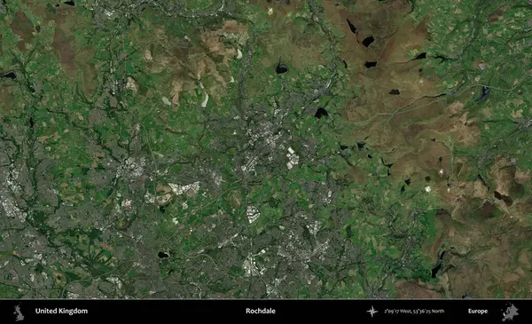 Rochdale 'de. Birleşik Krallık 'ın idari alanı bir uydu görüntüsü üzerinde