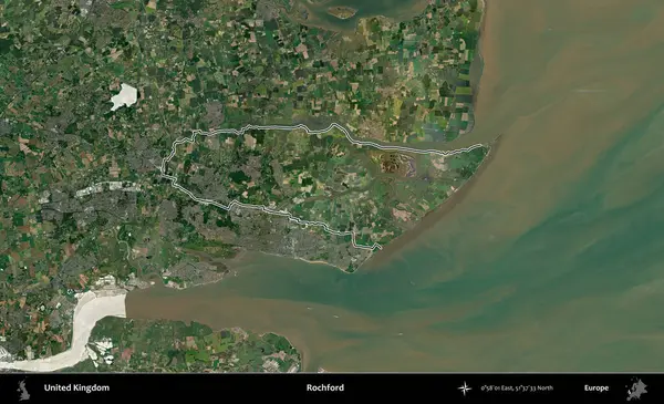 Rochford. Birleşik Krallık 'ın idari bölgesini A uydusundan gösteren bir görüntü.