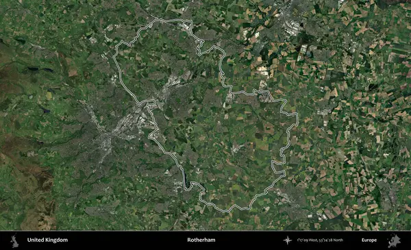 Rotherham. Birleşik Krallık 'ın idari bölgesini A uydusundan gösteren bir görüntü.