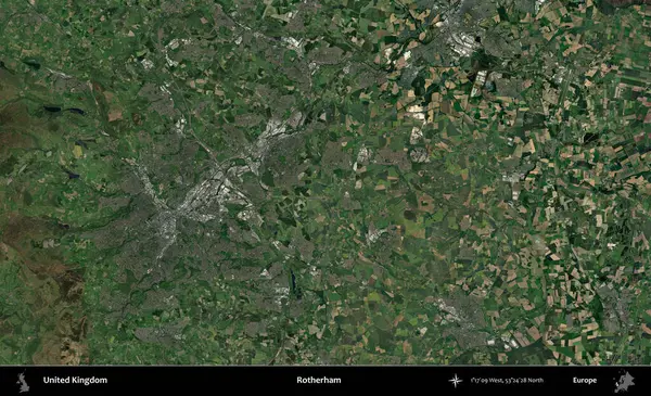 Rotherham. Birleşik Krallık 'ın idari alanı bir uydu görüntüsü üzerinde