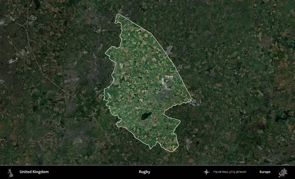 Ragbi. Birleşik Krallık 'ın idari alanı karartılmış bir uydu üzerinde vurgulanmış ve özetlenmiştir.