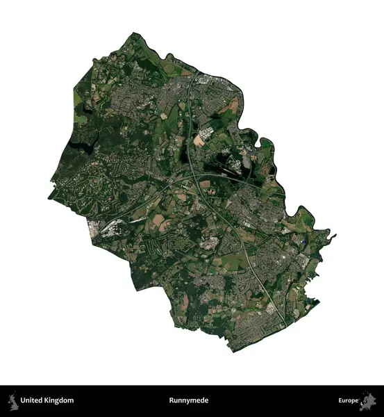 Runnymede. Birleşik Krallık 'ın idari alanı uydudan beyaza izole edildi.