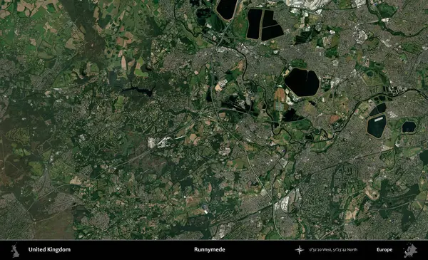Runnymede. Birleşik Krallık 'ın idari alanı bir uydu görüntüsü üzerinde