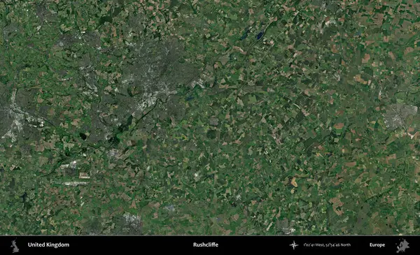 Rushcliffe. Birleşik Krallık 'ın idari alanı bir uydu görüntüsü üzerinde