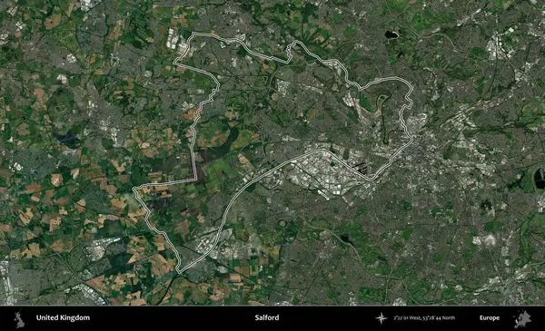 Salford. Birleşik Krallık 'ın idari bölgesini A uydusundan gösteren bir görüntü.