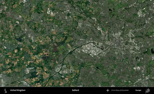 Salford. Birleşik Krallık 'ın idari alanı bir uydu görüntüsü üzerinde