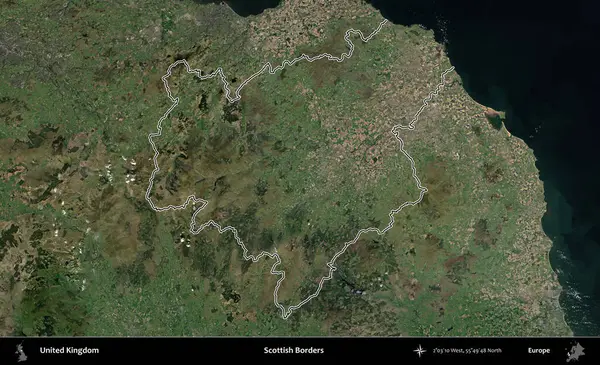 İskoç Sınırı. Birleşik Krallık 'ın idari bölgesini A uydusundan gösteren bir görüntü.