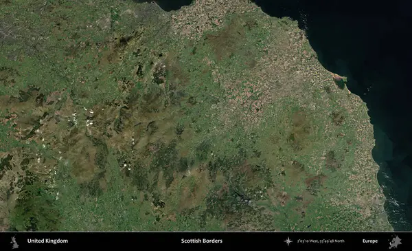 İskoç Sınırı. Birleşik Krallık 'ın idari alanı bir uydu görüntüsü üzerinde