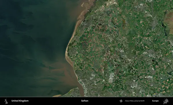 Sefton. Birleşik Krallık 'ın idari alanı bir uydu görüntüsü üzerinde