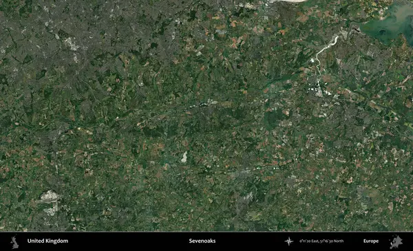 Yediler. Birleşik Krallık 'ın idari alanı bir uydu görüntüsü üzerinde