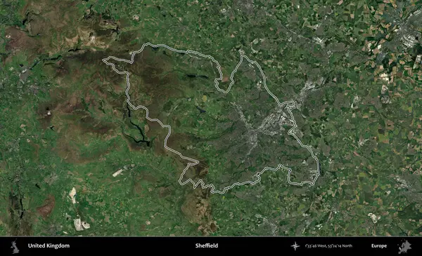 Sheffield. Birleşik Krallık 'ın idari bölgesini A uydusundan gösteren bir görüntü.