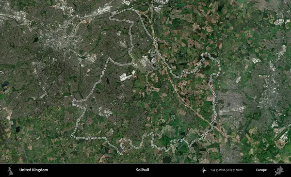Solihull. Birleşik Krallık 'ın idari bölgesini A uydusundan gösteren bir görüntü.