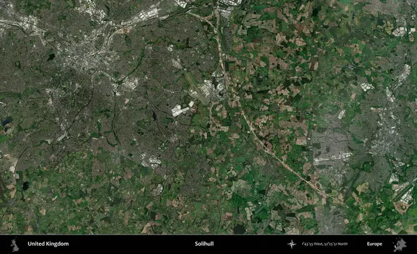 Solihull. Birleşik Krallık 'ın idari alanı bir uydu görüntüsü üzerinde