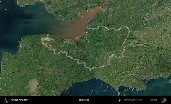 Somerset. Birleşik Krallık 'ın idari bölgesini A uydusundan gösteren bir görüntü.