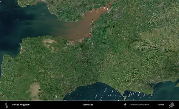 Somerset. Birleşik Krallık 'ın idari alanı bir uydu görüntüsü üzerinde