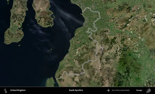 Güney Ayrshire. Birleşik Krallık 'ın idari bölgesini A uydusundan gösteren bir görüntü.