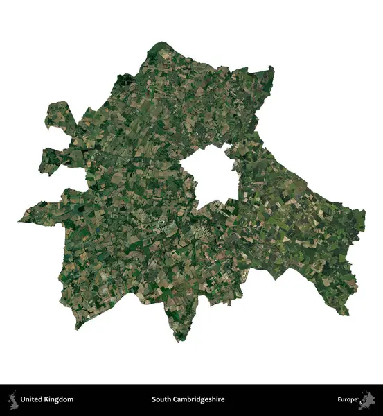 Güney Cambridgeshire. Birleşik Krallık 'ın idari alanı uydudan beyaza izole edildi.