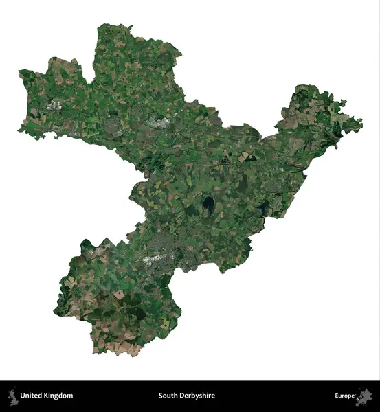 Güney Derbyshire. Birleşik Krallık 'ın idari alanı uydudan beyaza izole edildi.