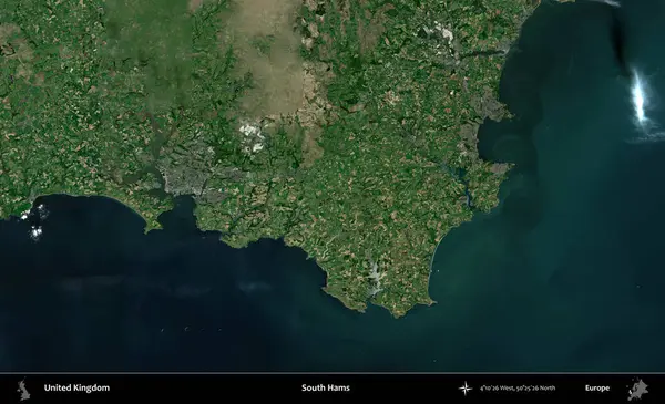 South Hams 'da. Birleşik Krallık 'ın idari alanı bir uydu görüntüsü üzerinde