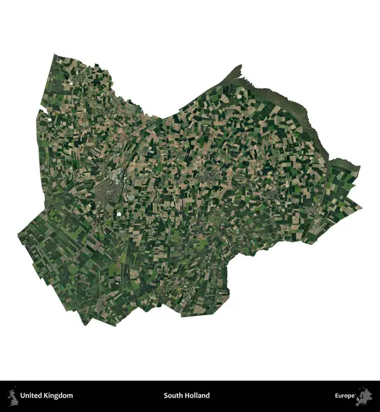 Güney Hollanda. Birleşik Krallık 'ın idari alanı uydudan beyaza izole edildi.