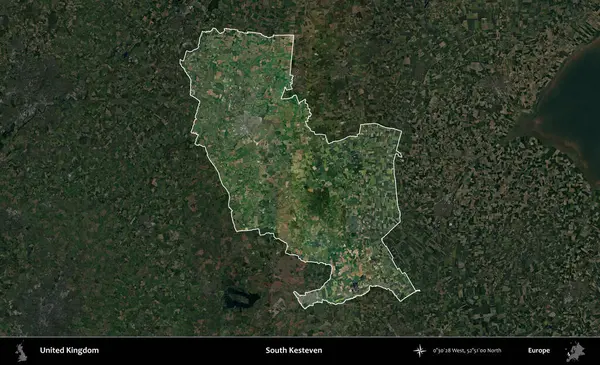 Güney Kesteven. Birleşik Krallık 'ın idari alanı karartılmış bir uydu üzerinde vurgulanmış ve özetlenmiştir.