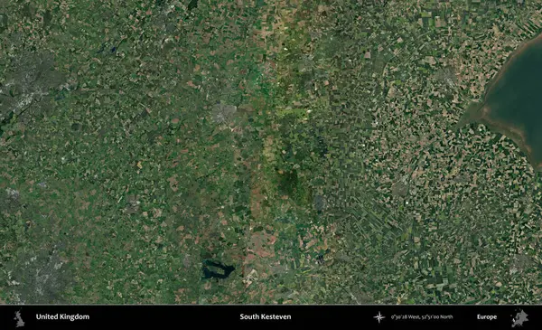 Güney Kesteven. Birleşik Krallık 'ın idari alanı bir uydu görüntüsü üzerinde