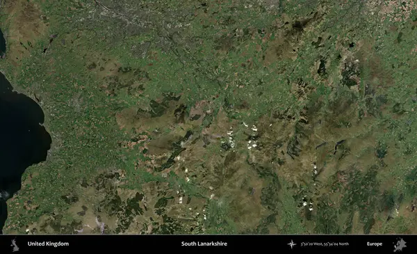 Güney Lanarkshire. Birleşik Krallık 'ın idari alanı bir uydu görüntüsü üzerinde