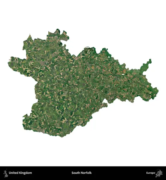 Güney Norfolk. Birleşik Krallık 'ın idari alanı uydudan beyaza izole edildi.