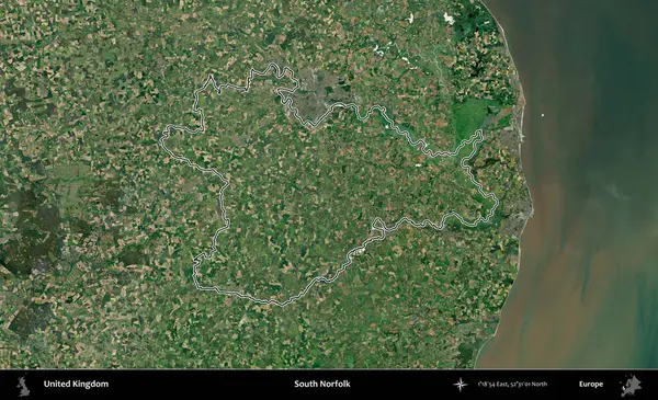 Güney Norfolk. Birleşik Krallık 'ın idari bölgesini A uydusundan gösteren bir görüntü.