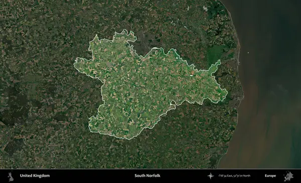 Güney Norfolk. Birleşik Krallık 'ın idari alanı karartılmış bir uydu üzerinde vurgulanmış ve özetlenmiştir.