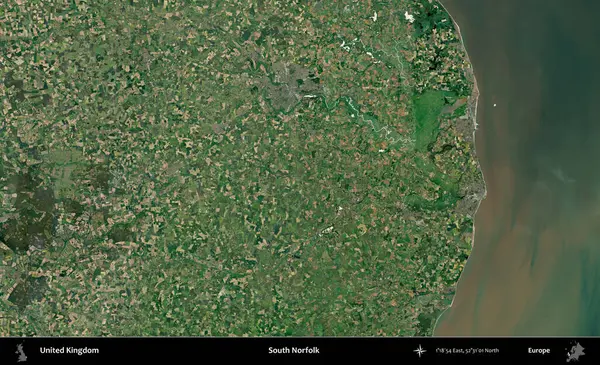 Güney Norfolk. Birleşik Krallık 'ın idari alanı bir uydu görüntüsü üzerinde