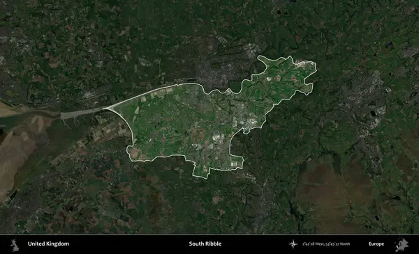 Güney Ribble. Birleşik Krallık 'ın idari alanı karartılmış bir uydu üzerinde vurgulanmış ve özetlenmiştir.