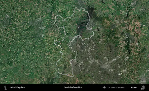 Güney Staffordshire. Birleşik Krallık 'ın idari bölgesini A uydusundan gösteren bir görüntü.